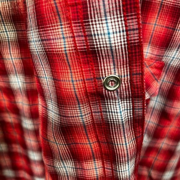 VINTAGE Wrangler Shirt Mens Red Plaid Western‎ Button Perl Snap - Picture 6 of 11